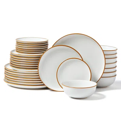 VEVOR 32 PCS DINNERWARE SET CERAMIC PLATES AND BOWLS SETS SERVICE FOR 8 WHITE - WHITE