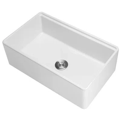 Vevor 32.5x20 In Farmhouse Sink Undermount Kitchen Single Bowl Basin Fireclay White In Polished White