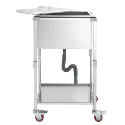 Vevor 32.8 Qt Rolling Ice Chest Cooler Cart Outdoor Stand Up Ice Bin On Wheels In Silver