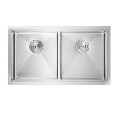 Vevor 33" Kitchen Sink Undermount Double Bowl Drop-in Basin Stainless Steel Bar In Silver