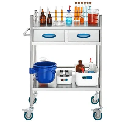 Vevor 33.66 H X 25.83 W Lab Cart In Silver
