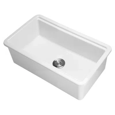 Vevor 33x19 In Farmhouse Sink Topmount Undermount Kitchen Single Bowl Basin Fireclay In Polished White