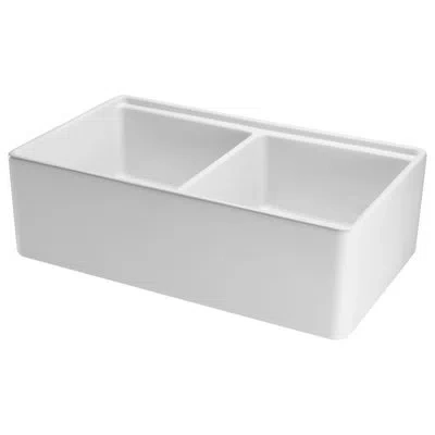Vevor 33x20 In Farmhouse Sink Undermount Kitchen Double Bowl Basin Fireclay White In Polished White