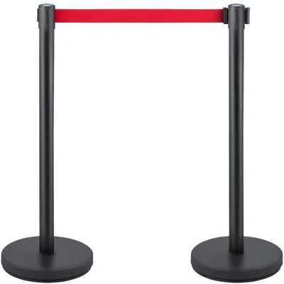 Vevor 35.4 H X 80 W Steel And Iron Crowd Control Stanchion In Black;red