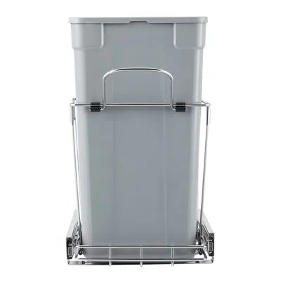 Vevor 35qt Pullout Waste Container Under Cabinet Kitchen Garbage Bin Trash Can In Gray