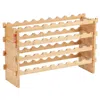 Vevor 36 Bottle Stackable Modular Wine Rack Bamboo Wood Display Shelf 4-tier - Brown