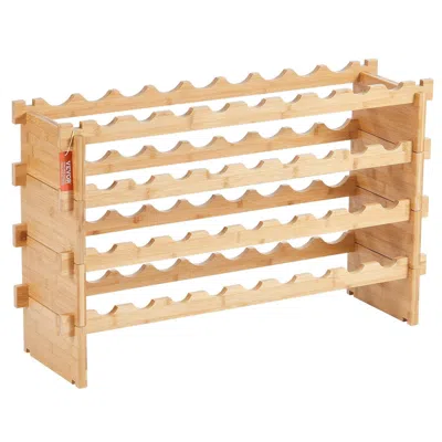 Vevor 36 Bottle Stackable Modular Wine Rack Bamboo Wood Display Shelf 4-tier - Brown