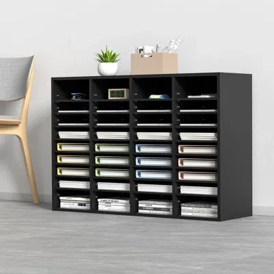 Vevor 36 Compartments Office Mailbox With Adjustable Shelves, Wood Literature Sorter In Black