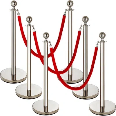 Vevor 37.4'' H X 60'' W Stanchion System In Silver;red
