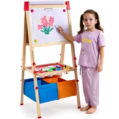 Vevor 3-in-1 Kids Art Easel Double-sided Wooden Magnetic Whiteboard Chalkboard In Multi