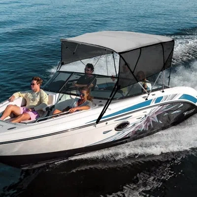 Vevor 4 Bow Bimini Top Boat Cover, Detachable Mesh Sidewalls In Gray
