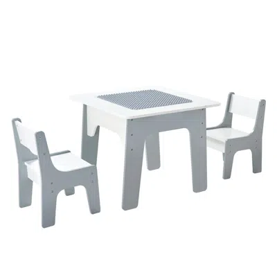 Vevor 4 In 1 Kid Activity Table And 2 Chairs Set, Graffiti & Building Blocks Double-sided Tabletop, Toddle In White