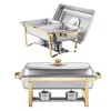 Vevor 4 Qt 2 Pack Rectangle Chafing Dish Buffet Set Half Size Pan Stainless Steel Gold - Silver