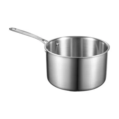Vevor 4 Qt Saucepan, Stainless Steel Saucepan With Glass Lid, Multipurpose Nonstick Stainless Steel Small  In Silver