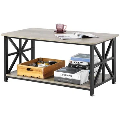 Vevor 40" Farmhouse Coffee Table Rectangle Table In Gray