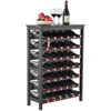 Vevor 42 Bottle 7-tier Modular Wine Rack Bamboo Wood Display Shelf With Tabletop - Black In Black
