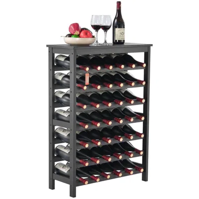 Vevor 42 Bottle 7-tier Modular Wine Rack Bamboo Wood Display Shelf With Tabletop - Black