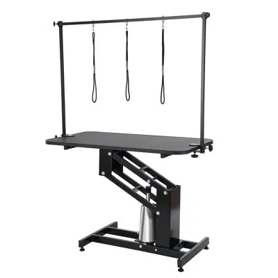 Vevor 43" Hydraulic Pet Grooming Table, Max Bearing 400lbs, Heavy-duty Dog Grooming Arm For Medium/ Small  In Black