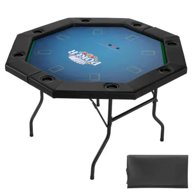 Vevor 48 In Octagonal Folding Poker Table Foldable 8 Player Casino Texas Holdem Table In Natural