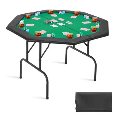 Vevor 48 In Octagonal Folding Poker Table Foldable 8 Player Casino Texas Holdem Table In Natural