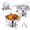 Vevor 5 Qt 2 Pack Round Chafing Dish Buffet Set Full-size Pan Stainless Steel Silver - Silver In Silver