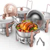 Vevor 5 Qt 4 Pack Round Chafing Dish Buffet Set Fullsize Pan Stainless Steel Rose Gold - Silver