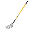 Vevor 5 Tines Garden Fork Fiberglass Handle 57 In Digging Spading Pitchfork Heavy Duty - Multi In Yellow