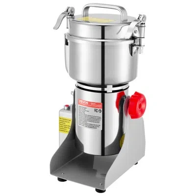 Vevor 500g Electric Grain Mill Grinder, 2000w 28000rpm High Speed Spice Corn Dry Grinding Machine, Stainle In Silver