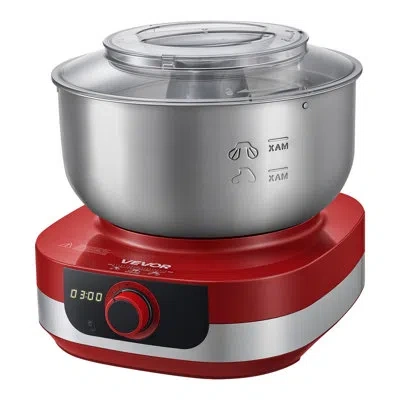 Vevor 5.3 Qt Electric Dough Maker 500w Stand Mixer Removable Lid, Stepless Speed Adjustment Food Kitchen M In Silver;red