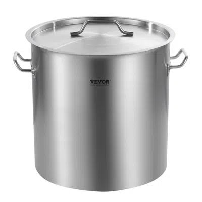 Vevor 53qt Stainless Steel Stockpot Cooking Kitchen Sauce Pot With Lid Handle - Silver