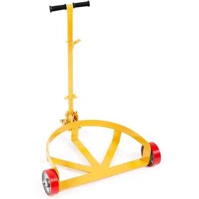 Vevor 55 Gallon Drum Dolly, 1200 Lbs Load Capacity, Heavy-duty Steel Frame With Adjustable Handle 3 Wheels In Yellow