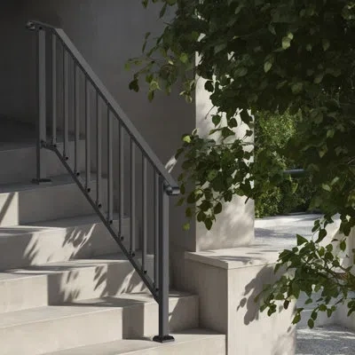 Vevor 5-6 Step Handrails For Outdoor For Seniors Porch Deck Black Retro Arch