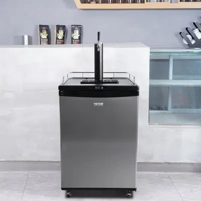 Vevor 5.7 Cubic Feet Silver Gray Single Tap Freestanding Kegerator With Adjustable Temperature