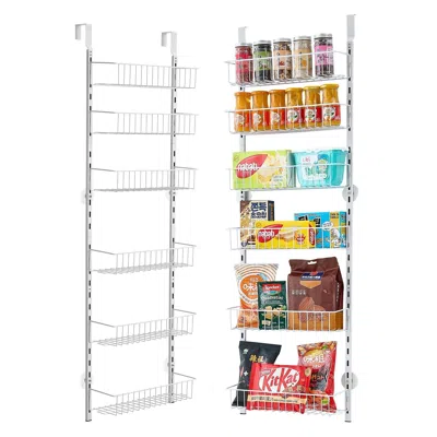 Vevor 6-tier Over The Door Pantry Organizer Hanging Storage Rack Adjustable Kitchen - White