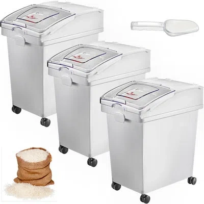 Vevor 6.6 Rectangle Plastic Food Storage Container With Lid (set Of 3) In White