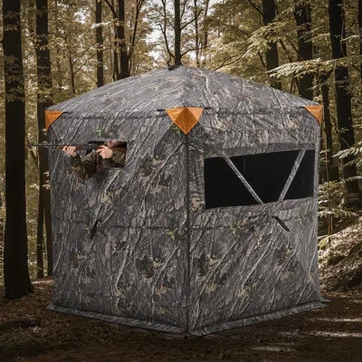 Vevor 6-7 Person Portable Hunting Blind Ground Deer Duck Blind With Carrying Bag In Brown;green