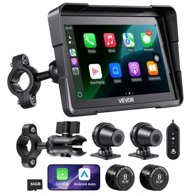 Vevor 7 Inch Wireless Motorcycle Carplay With Apple Carplay & Android Auto, Hd Touchscreen Gps Navigation  In Black