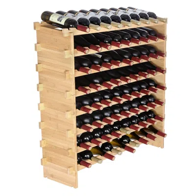 Vevor 72 Bottle Stackable Modular Wine Rack Bamboo Wood Display Shelf 8-tier - Brown