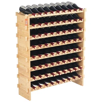 Vevor 72 Bottle Upgrade Modular Wine Rack Bamboo Wood Display Shelf 8-tier - Brown