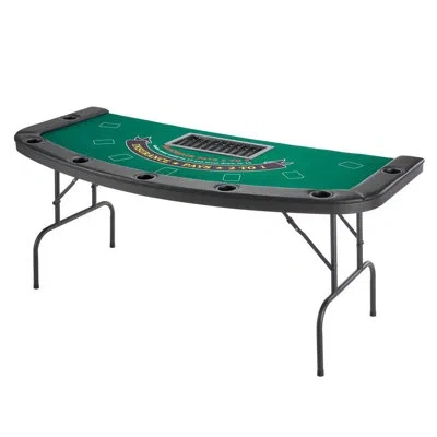 Vevor 72 In Semi-oval Folding Poker Table Foldable 7 Player Casino Texas Holdem Table In Matte Black