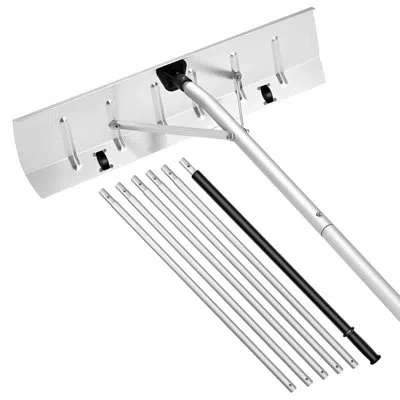 Vevor 7.5-20 Ft Snow Roof Rake With Wheels 26 In Aluminum Blade Lightweight In Black;silver