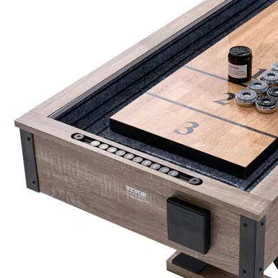 Vevor 9 Ft Led Shuffleboard Table 2 In 1 Shuffleboard And Bowling Combo Game Set In Matte Black;polymer Coat