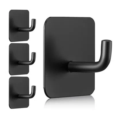 Vevor Adhesive Hooks Self-adhesive Towel Coat Hooks Sticky Wall Hanger In Matte Black