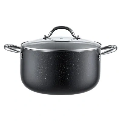 Vevor Aluminum Stock Pot, 6-quart Nonstick Ceramic Coated Pot With Glass Lid, Pfoa-free, Pfas-free, Induct In Black