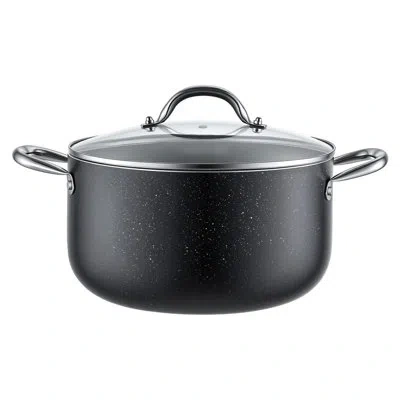Vevor Aluminum Stock Pot, 8-quart Nonstick Ceramic Coated Pot With Glass Lid, Pfoa-free, Pfas-free, Induct In Black
