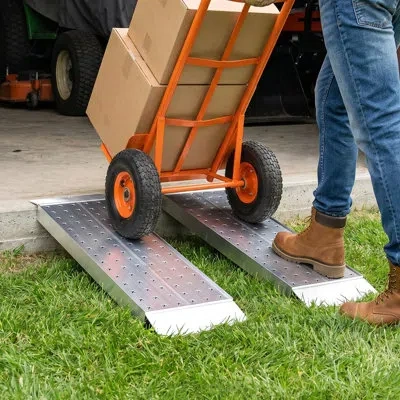Vevor Aluminum Trailer Ramps, 39 X 12 In, Heavy-duty Atv Ramp Set With Anti-slip Plates, 3000lbs Combined  In Orange