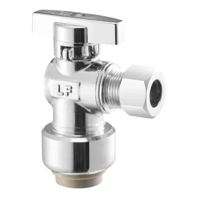 Vevor Angle Stop Valve Push-to-connect 1/2" Ptc X 3/8" Od Compression 1/4 Turn In Silver