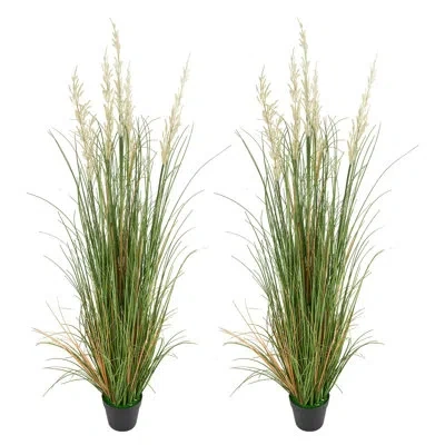 Vevor Artificial Grass Plant, 59 Inch Faux Reed Flower Grass In Pot, Premium Pvc Fake Greenery Shrubs Plan