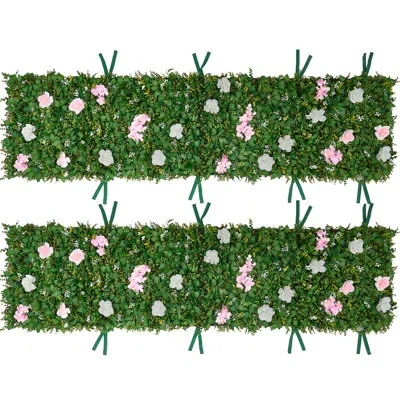 Vevor Artificial Luxury‌ Flower Wall Backdrop, Each Panel 2 X 8 Ft, Gorgeous 3d Silk Floral Backdrop Pet F In Green