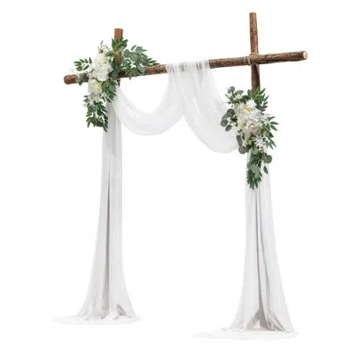 Vevor Artificial Wedding Arch Flowers Kit (pack Of 3) With  Wedding Arch Draping Fabric,arch Flowers For W In White